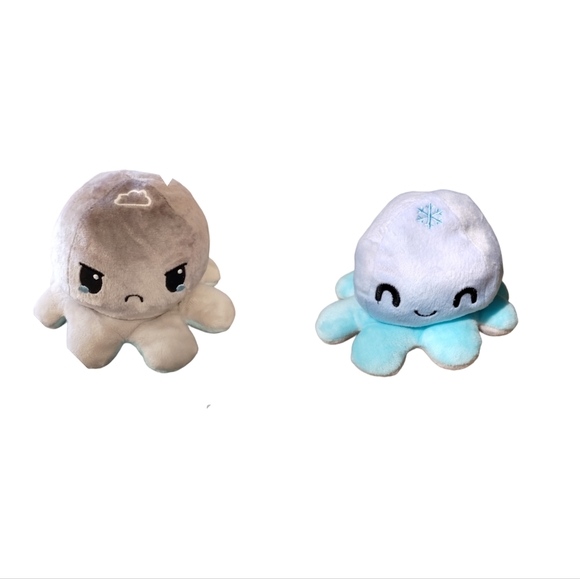 TeeTurtle Other - ∆TeeTurtle Reversible Plushies Black Gray Octopus Plushie Snowflake Cloud Fidget